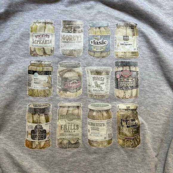 Shein light gray pickle jars graphic crew womens sweatshirt SIZE‎ L - Picture 2 of 5